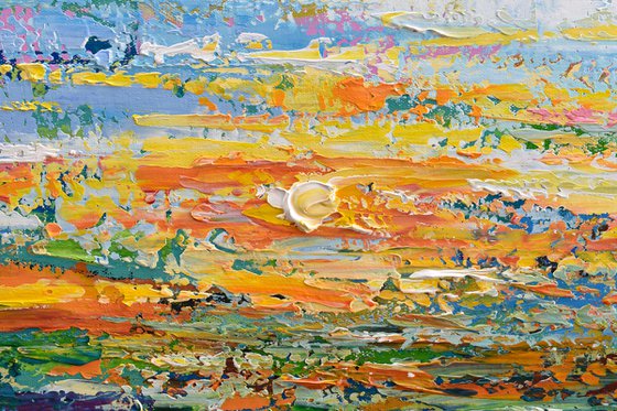 Colors of Sunset - Palette Knife Acrylic Painting, Seascape Artwork, Abstract Water Art