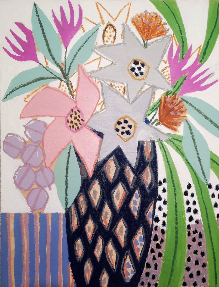 Abstract Botanical Painting By Marisa Anon, 16 X 21", It Was On An Autumn Night 9, Original Artwork