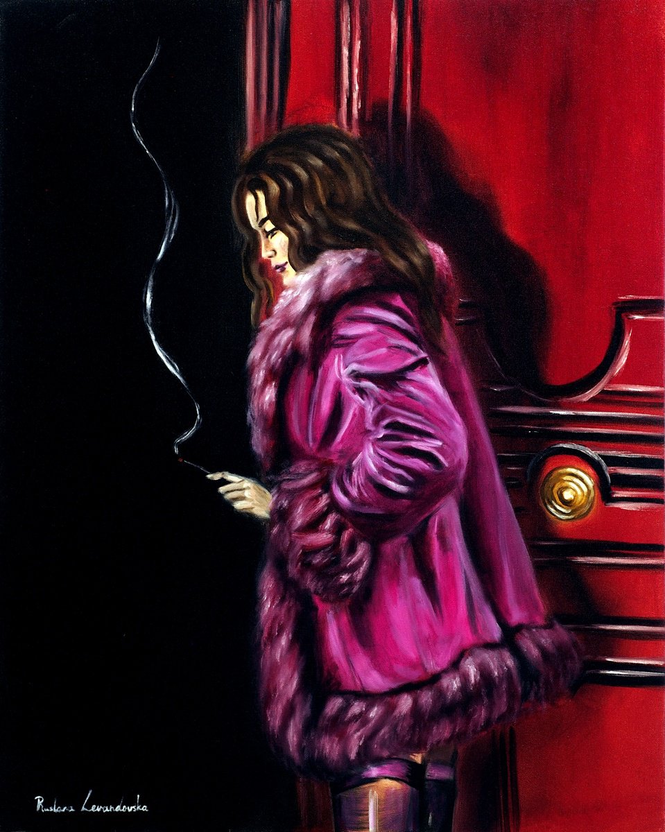 Impressionistic Portrait Oil Painting By Ruslana Levandovska, 24 X 30", Nightfall Whispers, Original Artwork