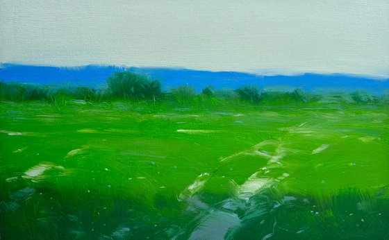 Summer Field, Original oil painting, Handmade artwork, One of a kind