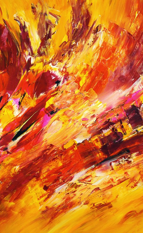 Yellow Red Abstraction XL 3 by Peter Nottrott