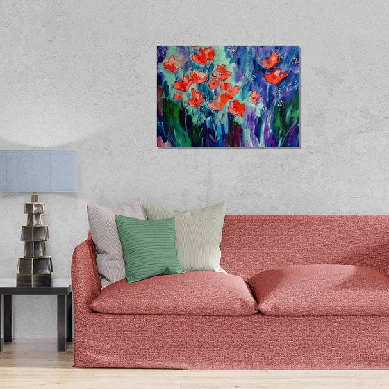 Poppies in Summer Garden