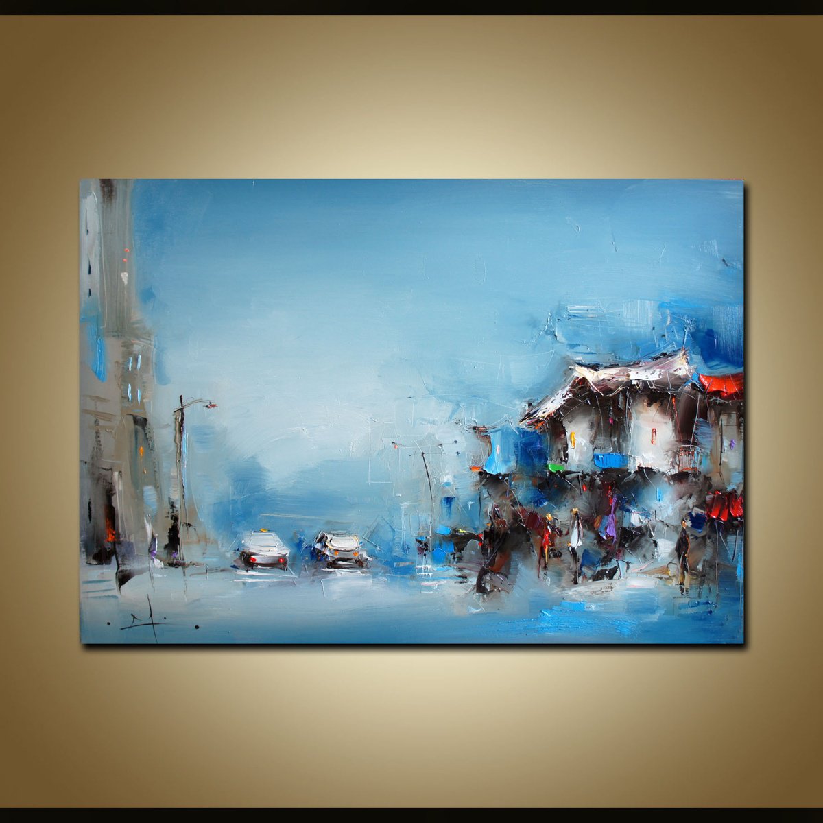 Expressive Landscape Oil Painting By Stanislav Lazarov, 39 X 28", Winter Poem, Original Artwork