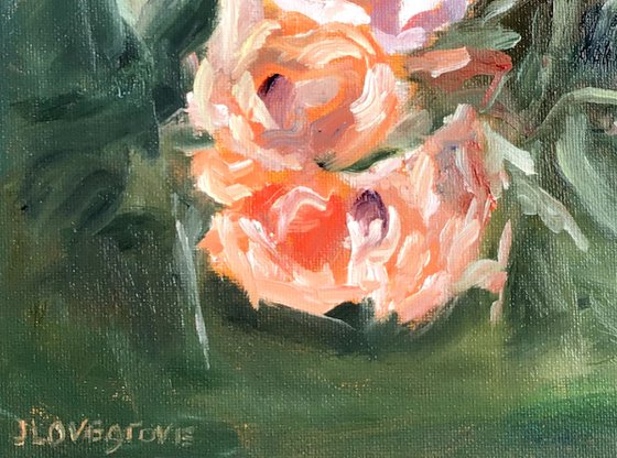 Garden Roses - an oil painting by Julian Lovegrove