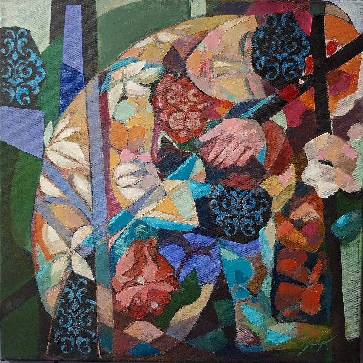 Expressive Portrait Oil Painting By Galya Koleva, 16 X 16, Beauty Unchained, Original Artwork