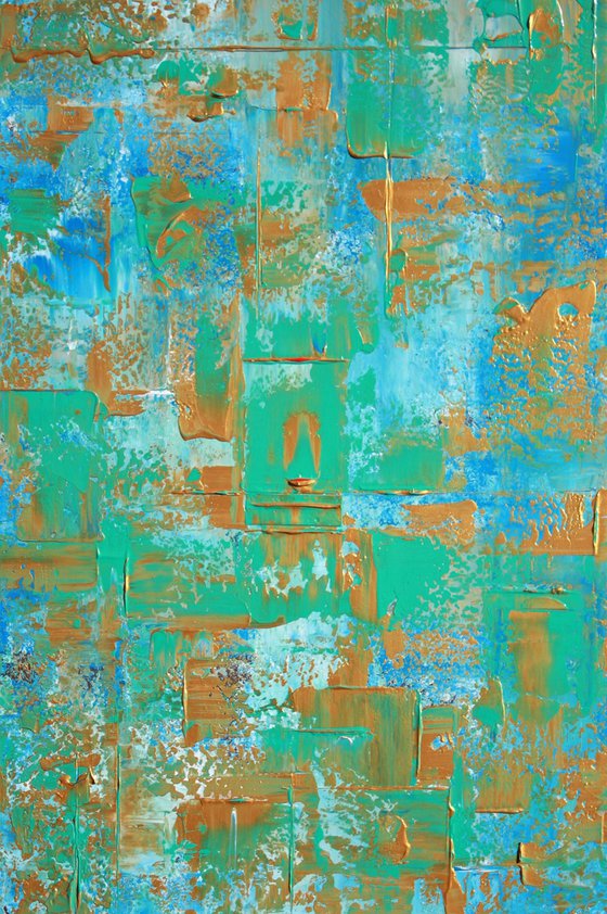 Blue Teal Gold Abstract