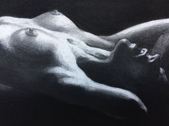 Nude noir #1.2. charcoal on canvas