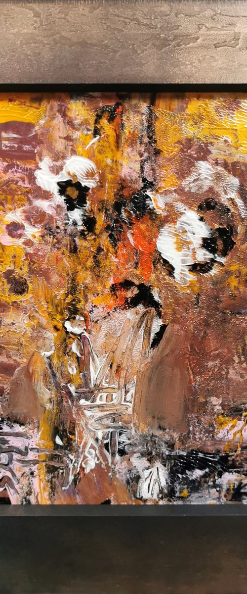 Beautiful spentaneous gestural still life framed signed 1112021 O Kloska by Kloska Ovidiu