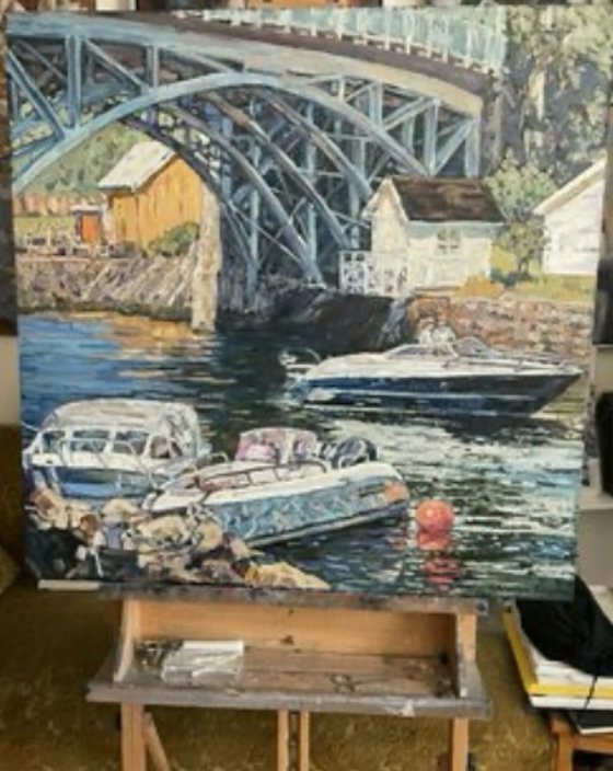 Walking under the bridge