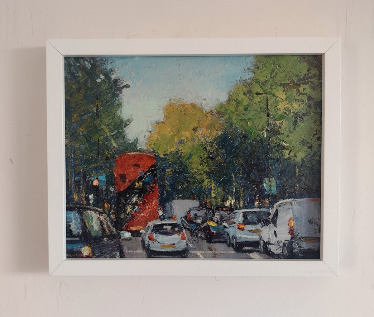 Brixton hill London and bus n.59, oil painting by Roberto Ponte