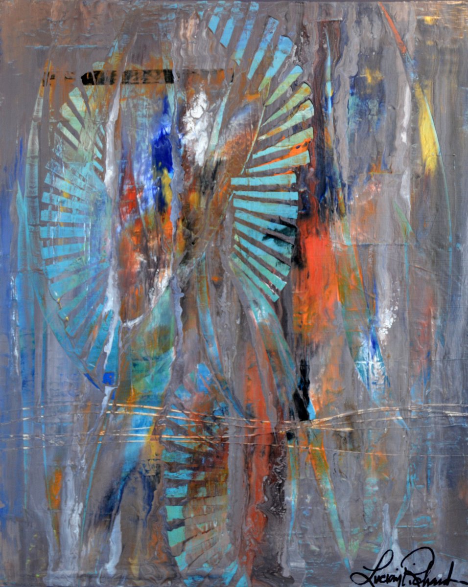 Surrealistic Abstract Acrylic Painting By Lucian Richards, 22 X 27", Spirit Dancer, Original Artwork