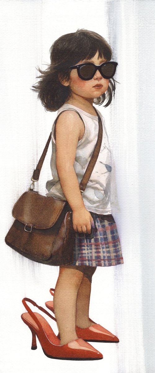 Cute girl with mom's shoes by REME Jr.