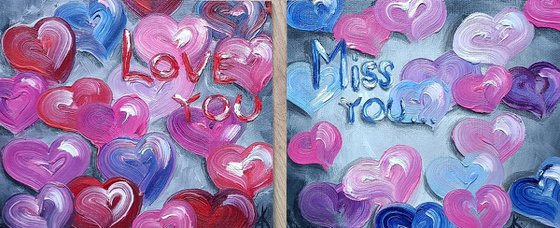 Diptych "Love you, miss you"