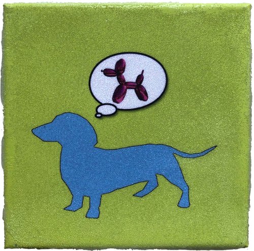 Dog Dreams of Jeff Koons Green by Tina Psoinos
