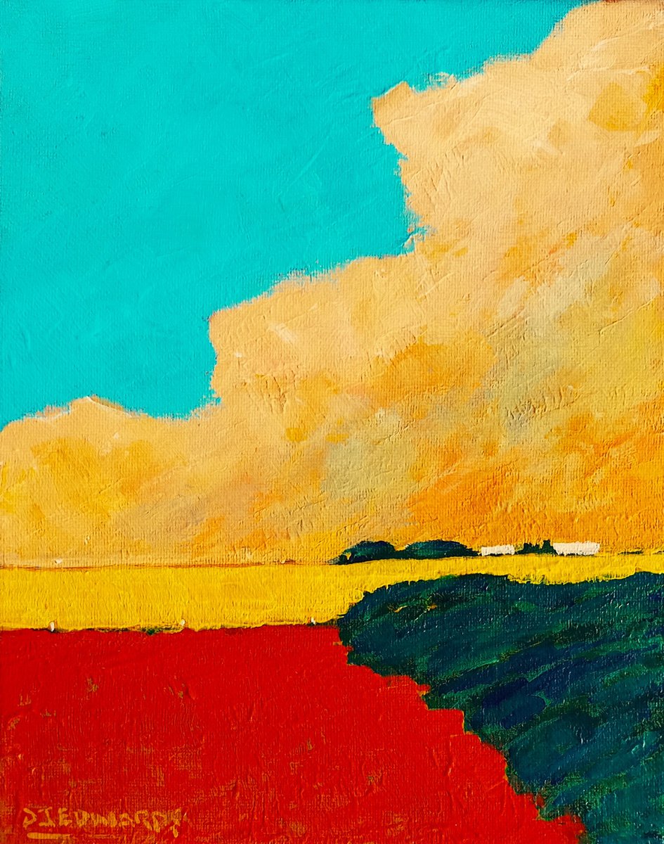 Field Edge and Evening Clouds by David J Edwards