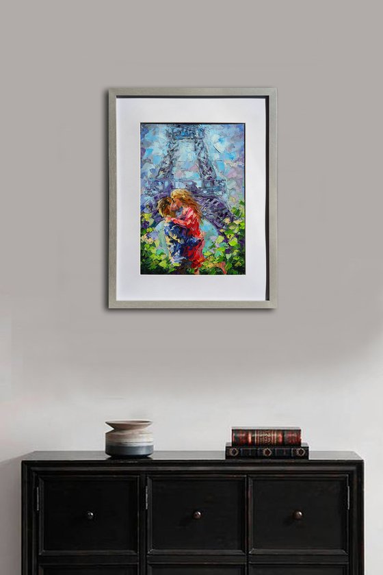 Painting Gift - Love in Paris, original oil artwork