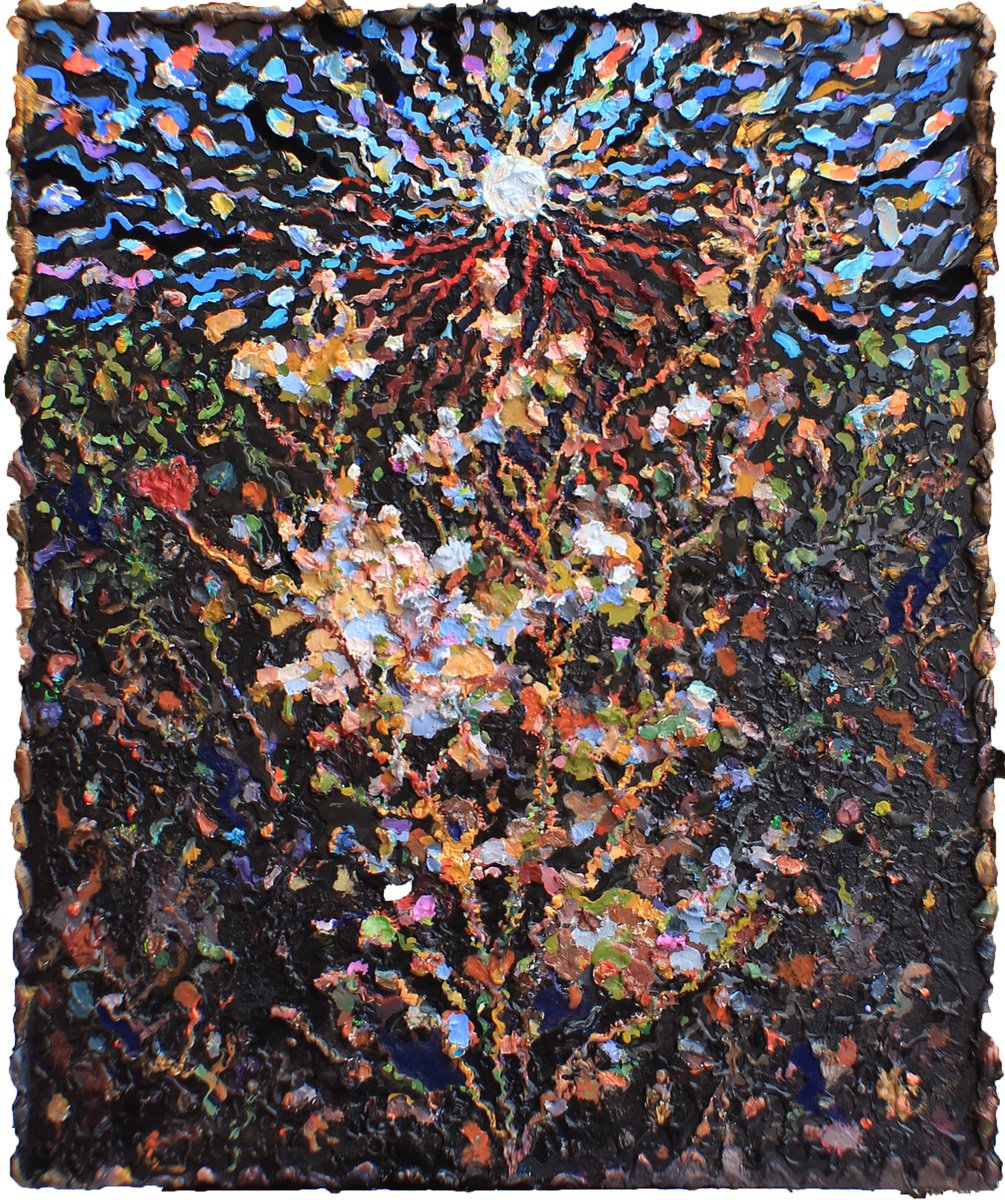 Expressive Landscape Acrylic Painting By Tanbelia, 31 X 39", Thorny Thistle, Original Artwork