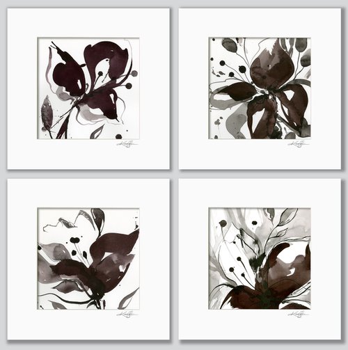 Organic Impressions Collection 3 - 4 Abstract Paintings by Kathy Morton Stanion