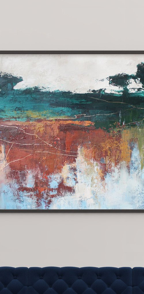 "Northern forest 3" Abstract green forest art by Solomia