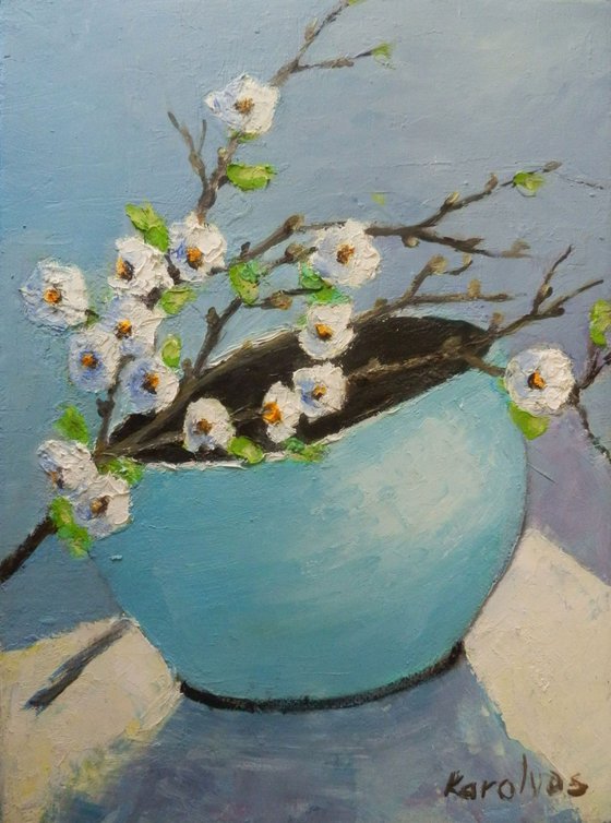 Still life with blooming branches