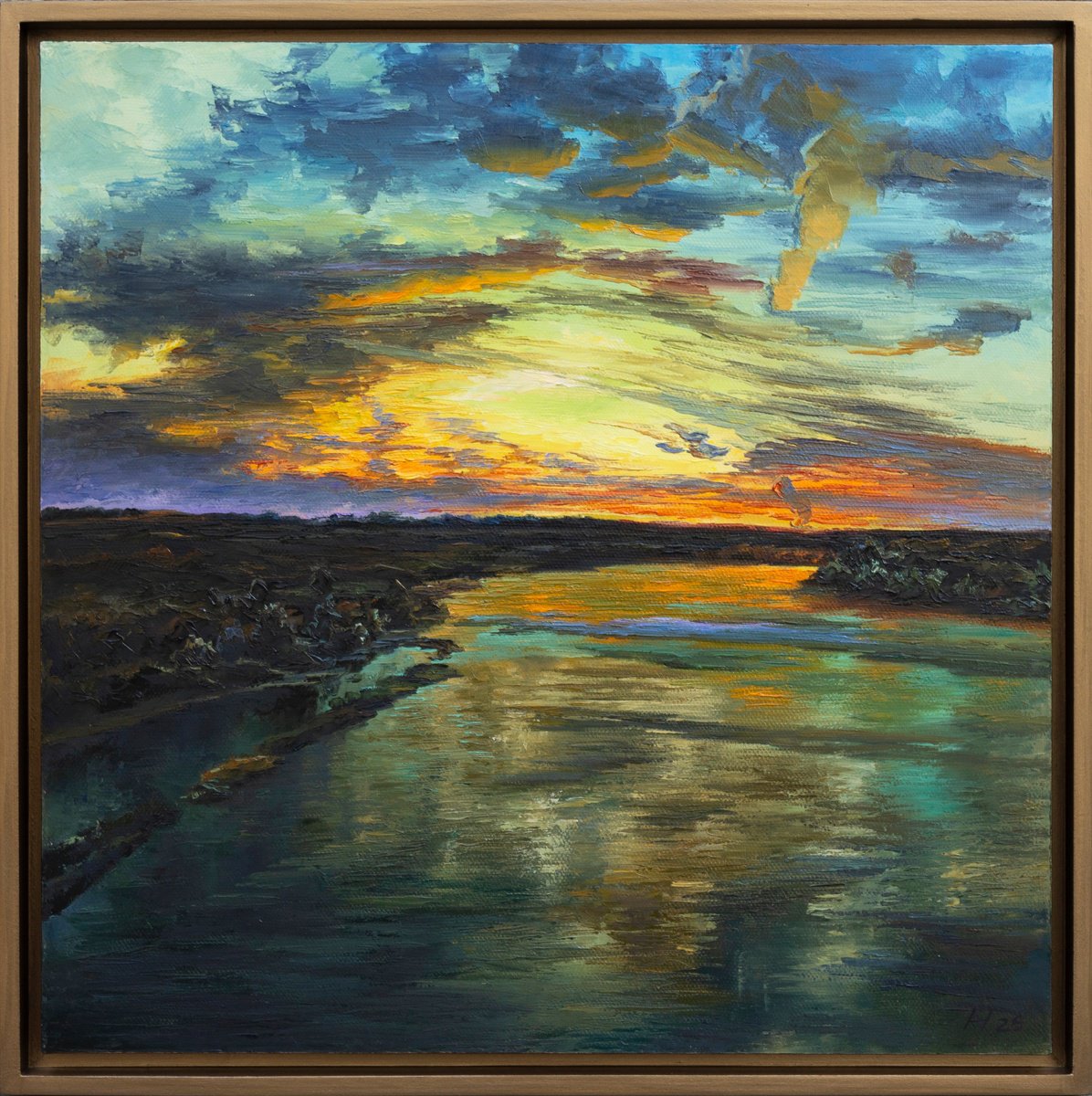 Impressionistic Landscape Oil Painting By Oleksii Vylusk, 21 X 21", Twilight 18, Original Artwork