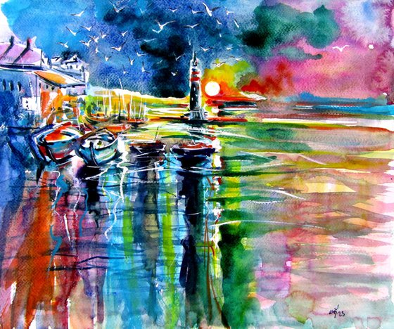 Port at sunrise III