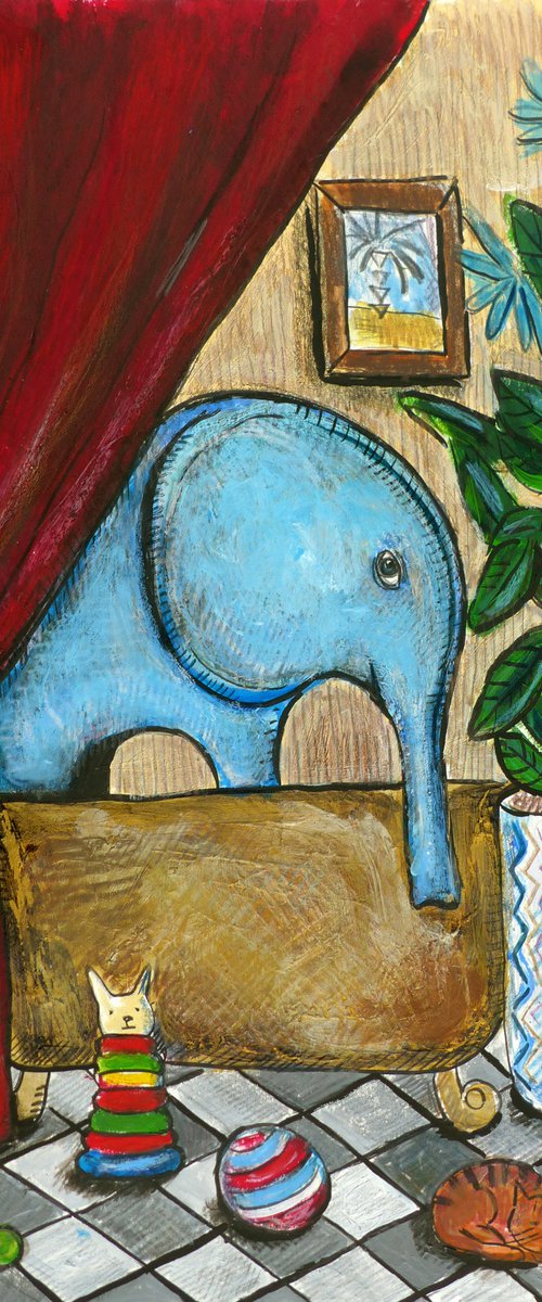 Elephant in the bathroom by Elizabeth Vlasova