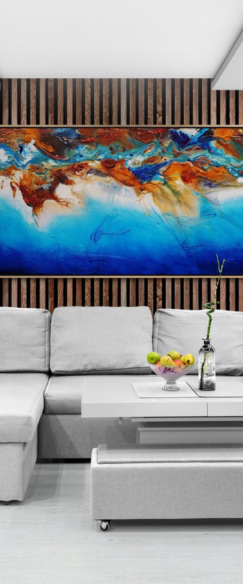 Coastal Atmosphere 240cm x 100cm Textured Abstract Art by Franko