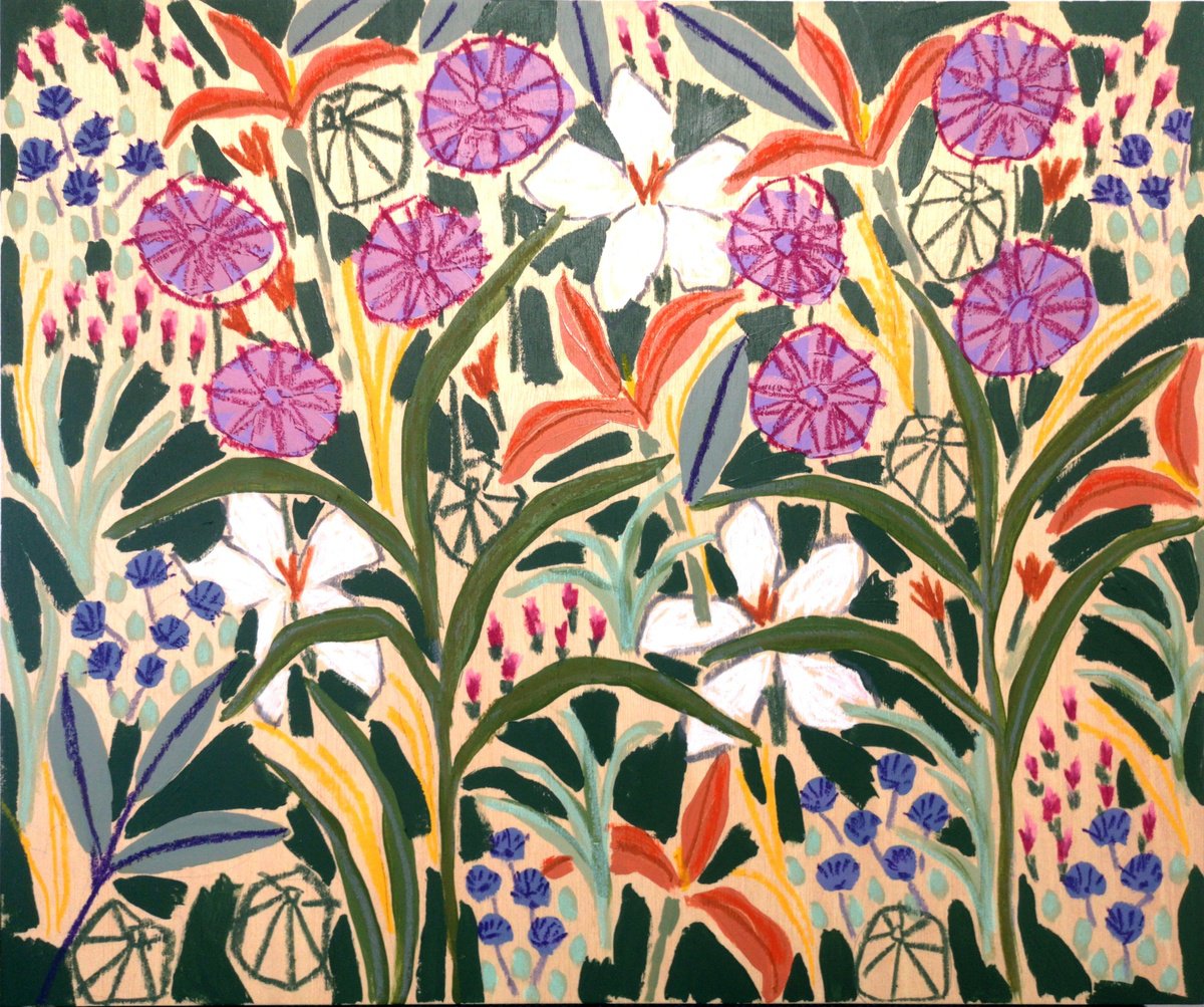 Impressionistic Still Life Painting By Marisa Anon, 24 X 20", "Wild Garden I", Original Artwork