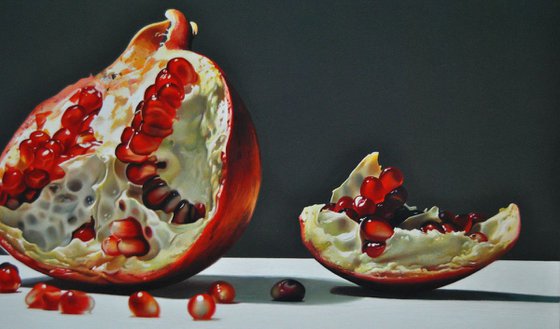 Still life with pomegranate , Original oil on canvas painting