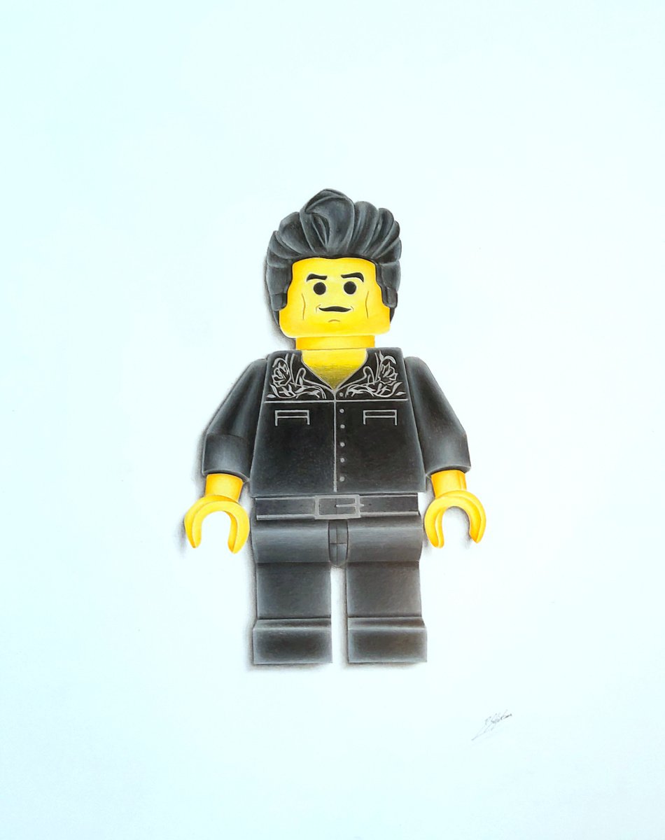 Urban And Pop Portrait Pencil Drawing By Daniel Shipton, 16 X 20, Walk The Line, Original Artwork