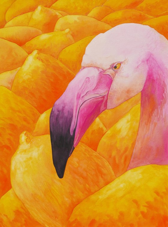 Flamingo with lemons