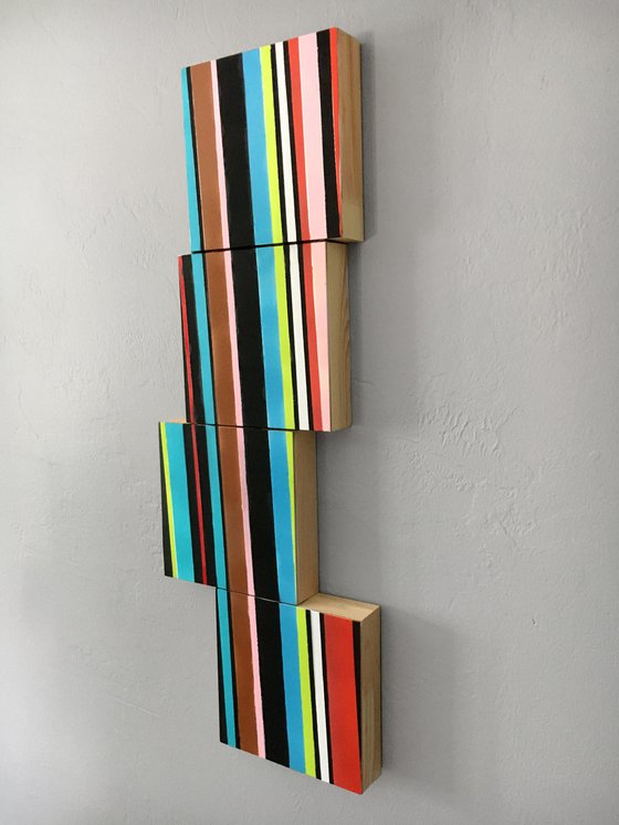Stripes 4 Boxs Abstract 12x33x2" Modern by Bo Kravchenko