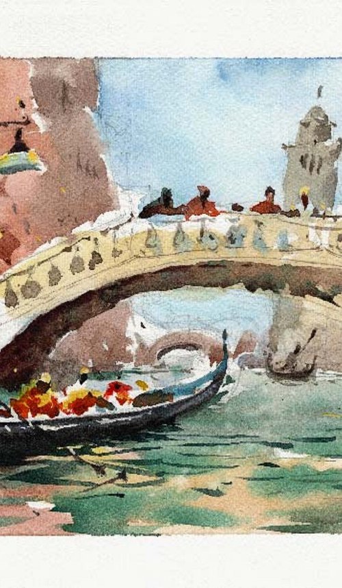 Scene from Venice, Watercolor. by Marin Victor