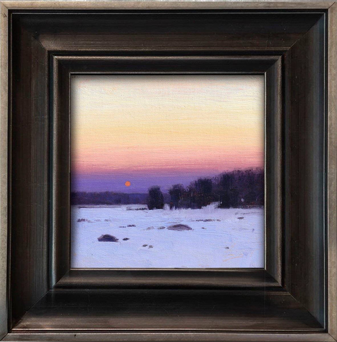 Impressionistic Landscape Oil Painting By Ayna Paisley, 9 X 9, Lavender Dusk, Original Artwork