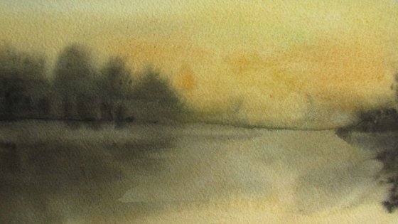 a painting a day #53 "Dusk at the lake'