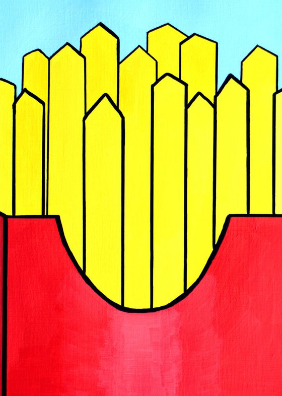 French Fries Pop Art Painting On A4 Paper