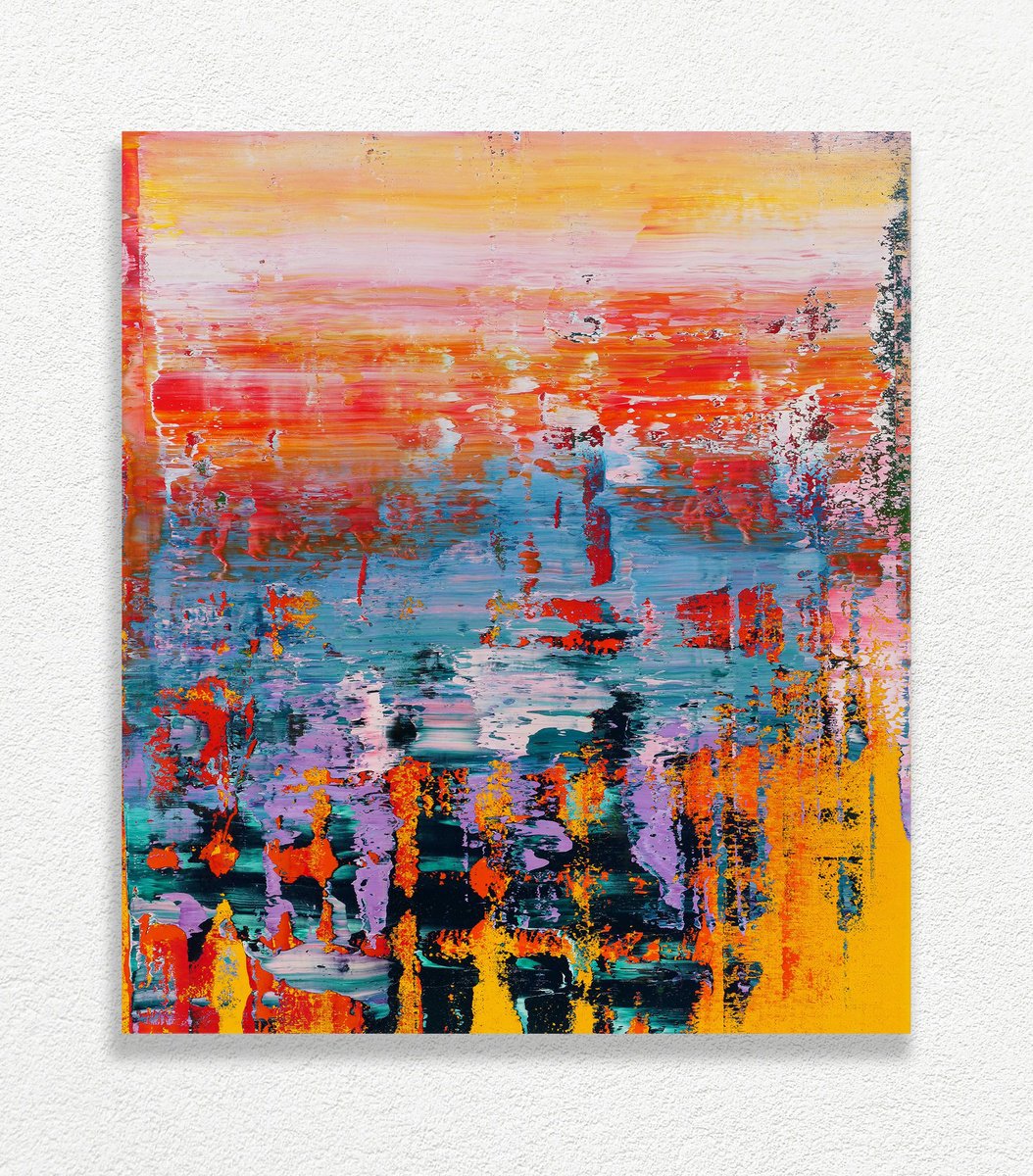 Abstract Oil Painting By Vadim Shamanov, 23 X 27", Greater Lakeburn Ii, Original Artwork