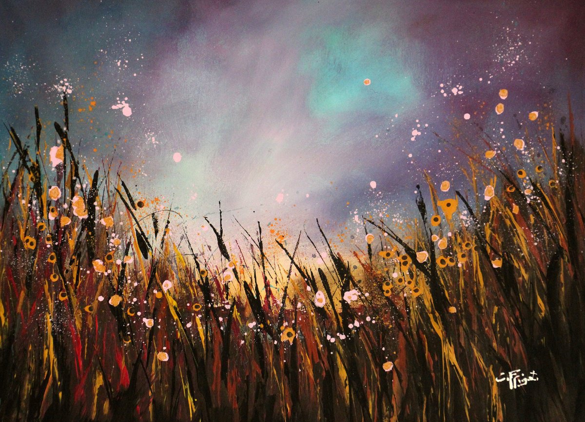 Expressive Botanical Acrylic Painting By Cecilia Frigati, 31 X 24, Over Again #2, Original Artwork