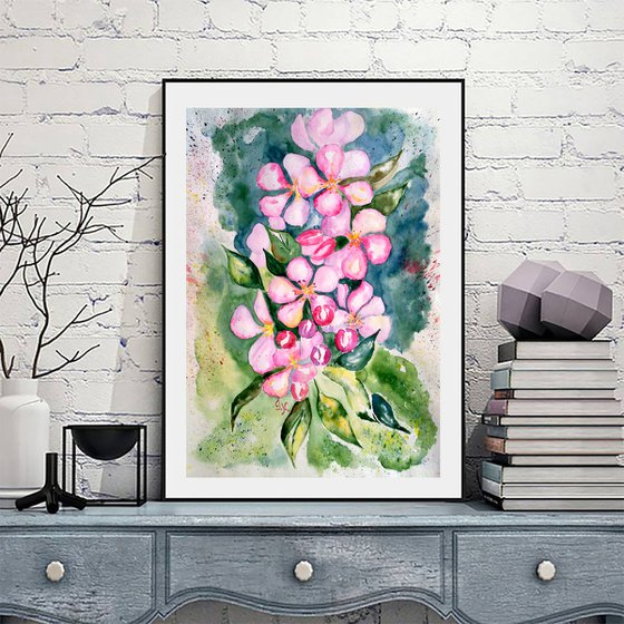 Apple Blossom original watercolr painting