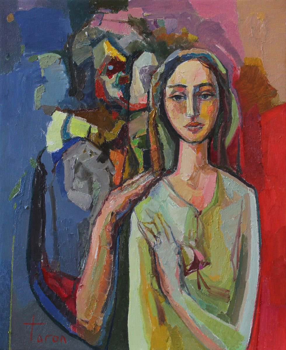 Abstract Oil Painting By Taron Khachatryan, 18 X 22", Care, Original Artwork