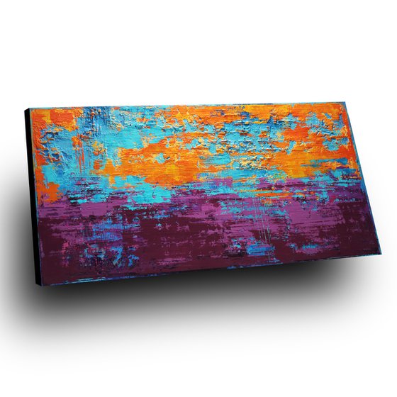 LAVENDER SUNSET - 160 x 80 CM - TEXTURED ACRYLIC PAINTING ON CANVAS * VIBRANT COLORS