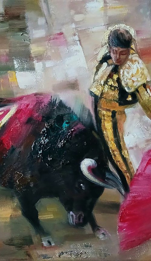 Bull and Man by Anatolii Tarabаnov