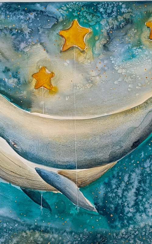 Blue Whale With Stars by Evgenia Smirnova