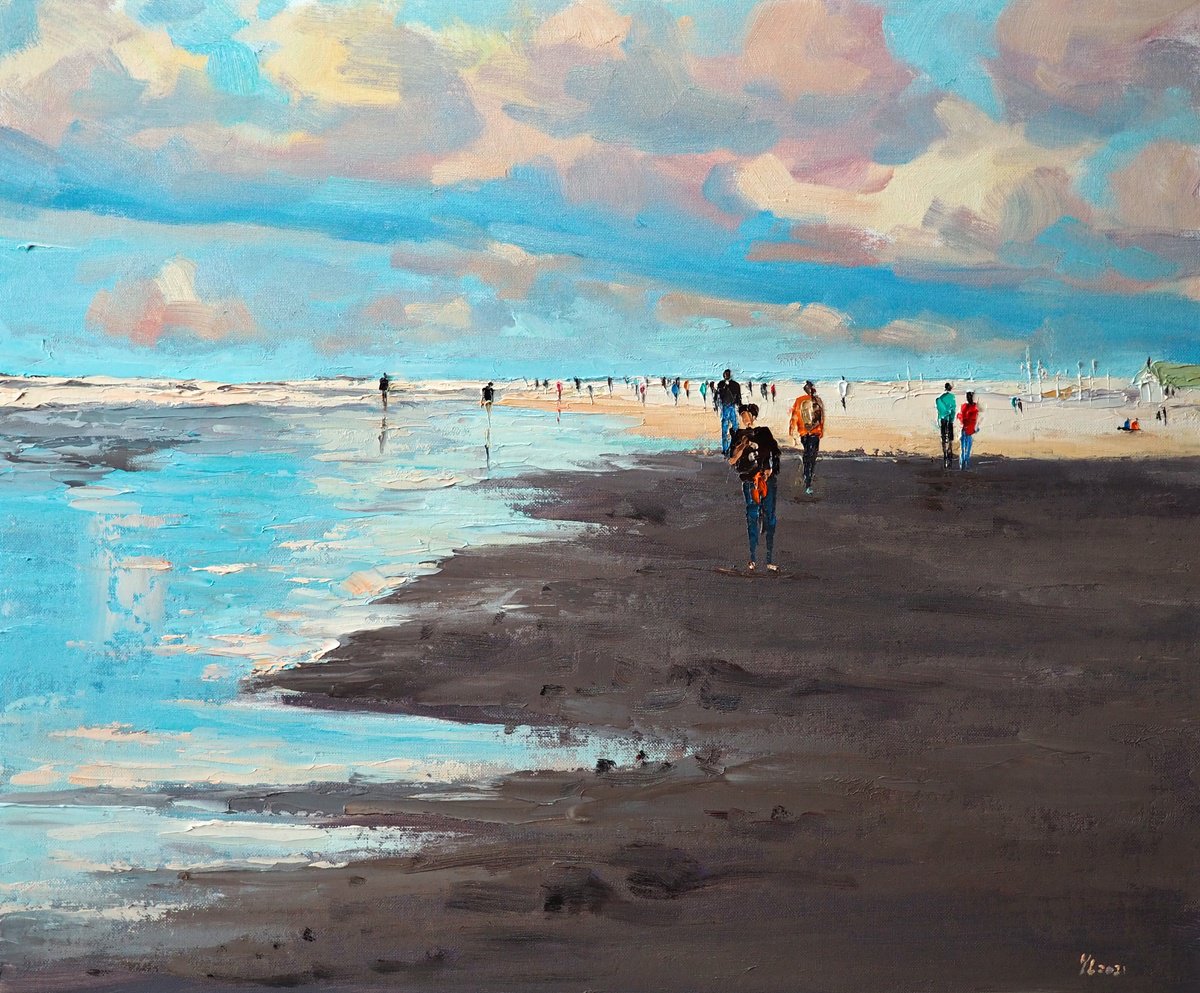Impressionistic Landscape Oil Painting By Yuanyuan Liu, 26 X 21", Seascape, Original Artwork