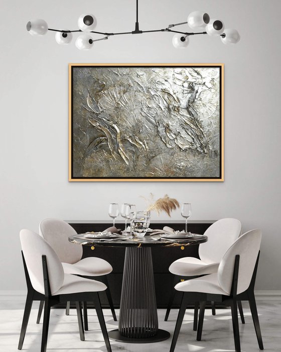 GOLDEN KISSES II. Extra Large Abstract Beige Gold Brown Textured Painting. Modern Art Neutral Colors, Abstraction Landscape Contemporary Artwork for Living Room or Bedroom