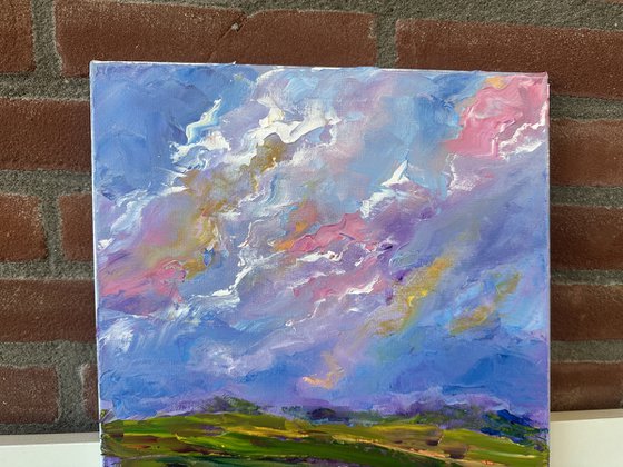 Pink clouds and pink flowers