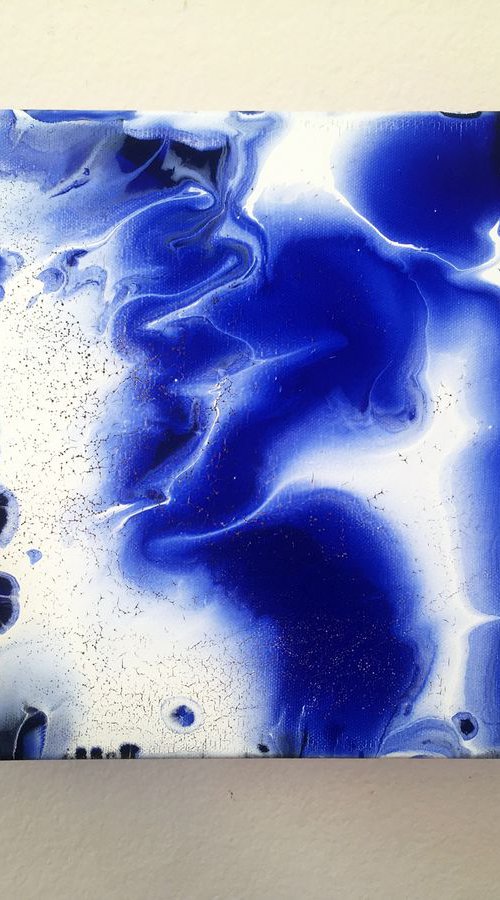 "Electric Blue - SPECIAL PRICE - Original Abstract PMS Acrylic Painting - 10 x 10 inches by Preston M. Smith (PMS)