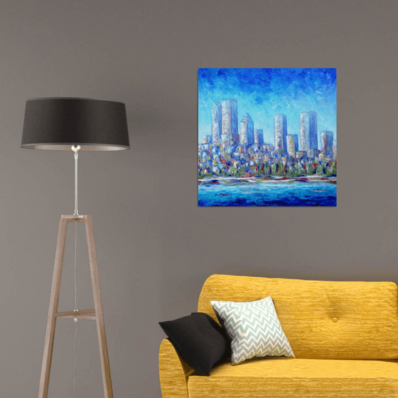 City of Montreal Acrylic painting by Cristina Stefan | Artfinder