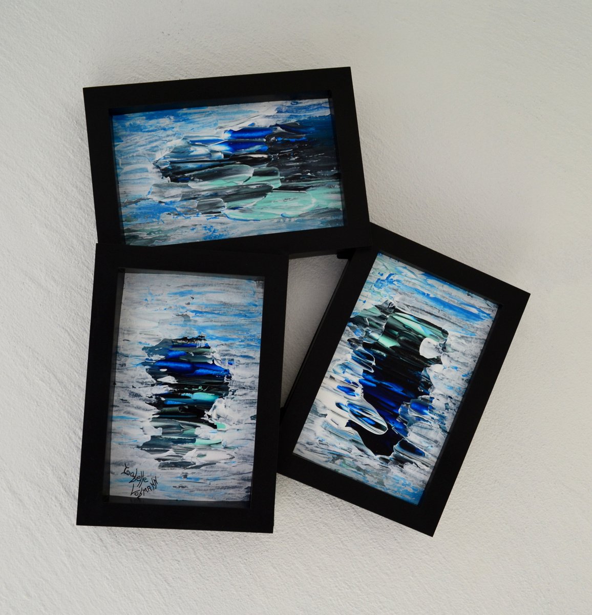 NEW ! ABSTRACT DECO 2 - MINIATURE ABSTRACT PAINTING FRAMED AND READY TO HANG - HOME DECO - by Isabelle Vobmann